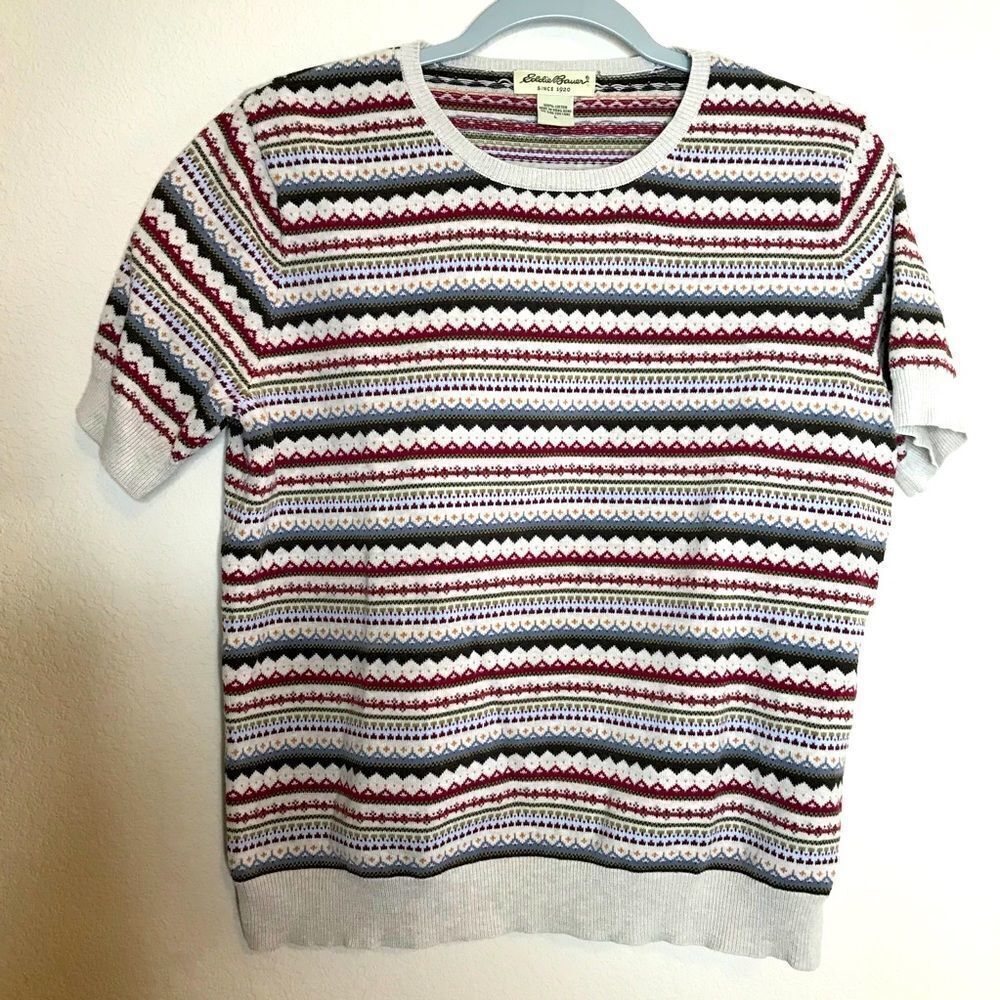 Eddie Bauer pattern short sleeve sweater